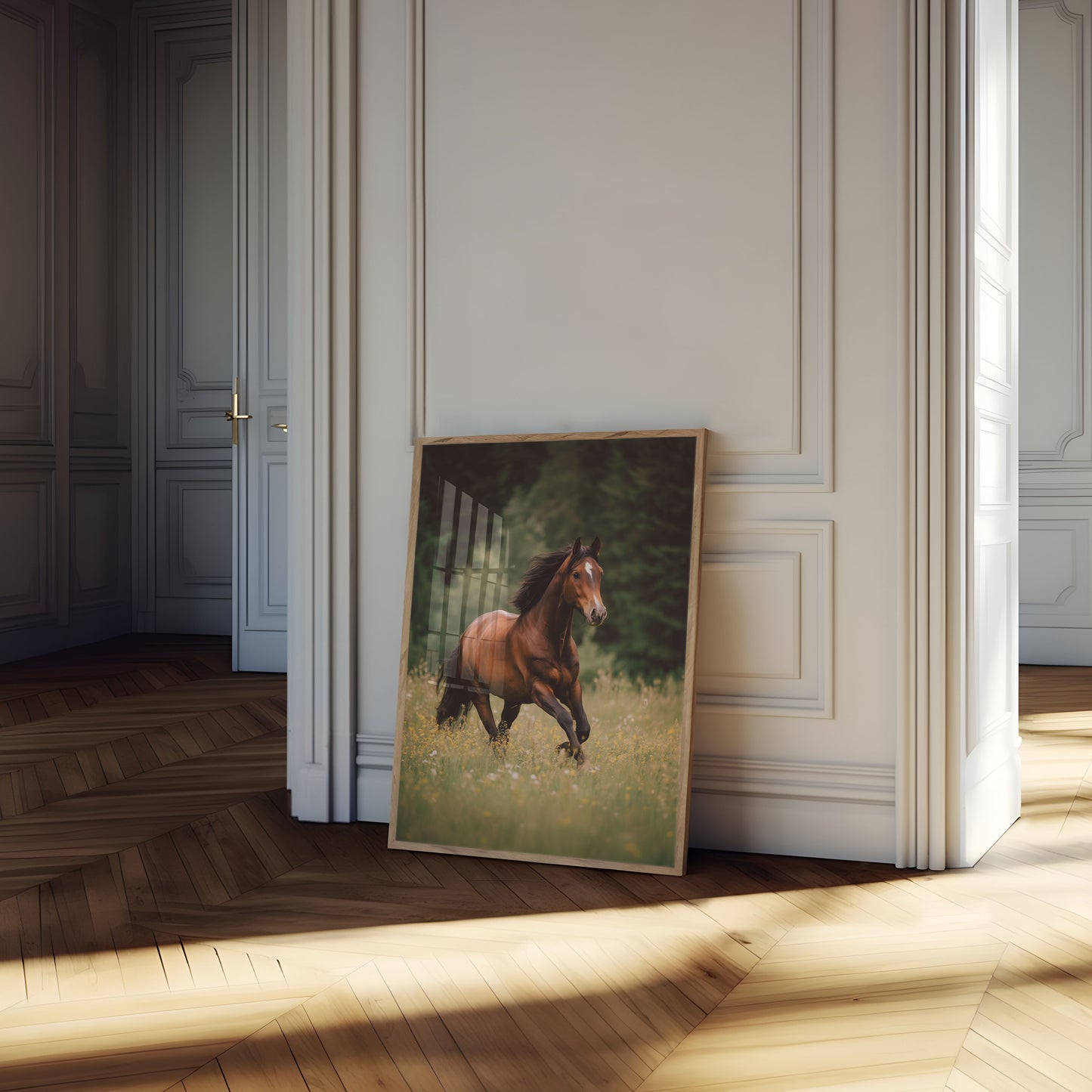 Galloping Bay Horse Poster