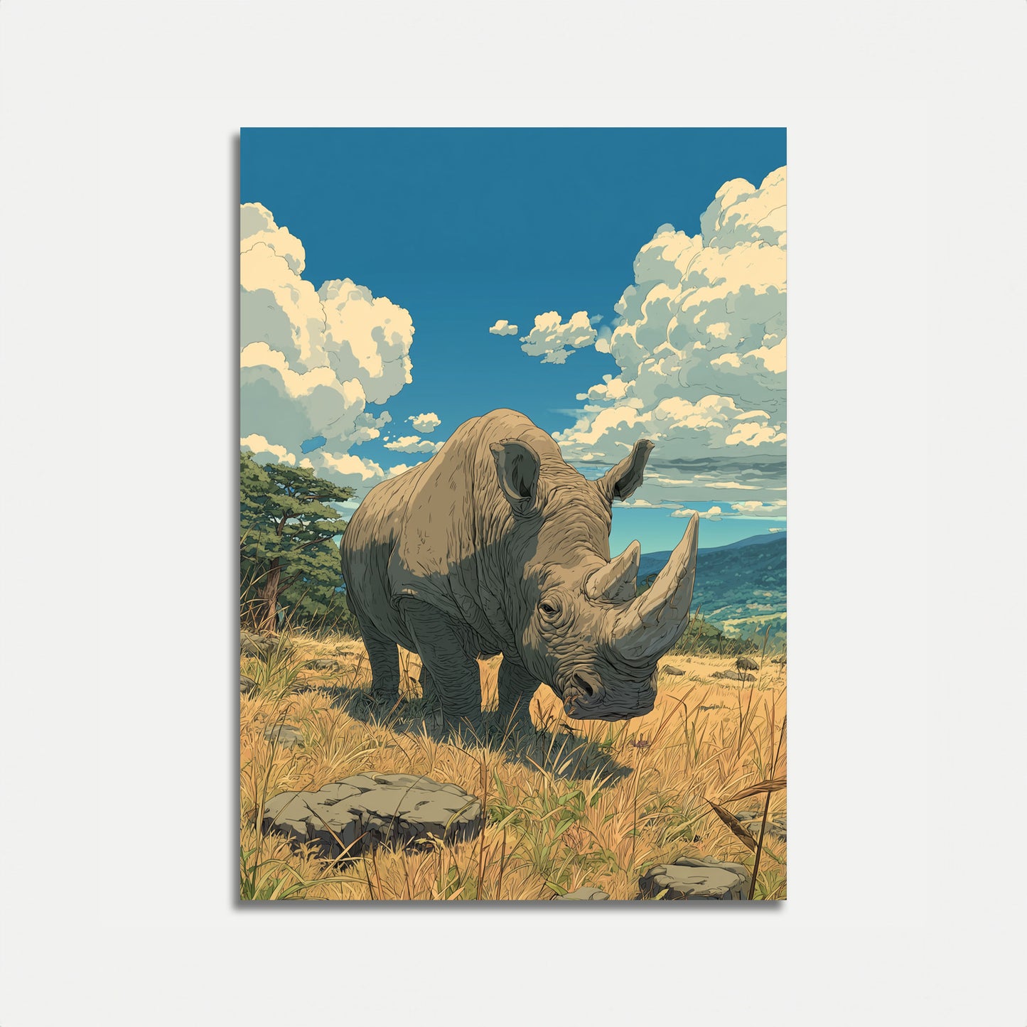 Majestic Rhino Savanna Poster