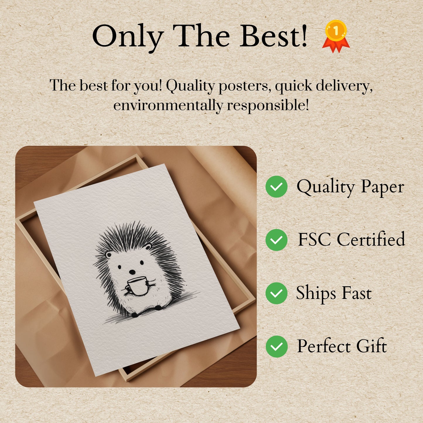 Cozy Hedgehog Coffee Break Poster