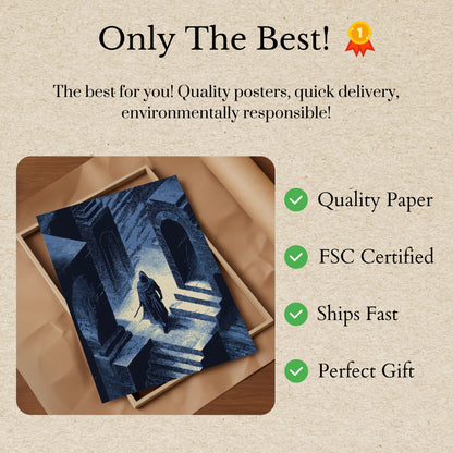 Średniowieczny Rycerz w Kamiennym Korytarzu Plakat