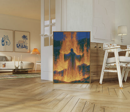 Mystisk troldmand i flammer plakat