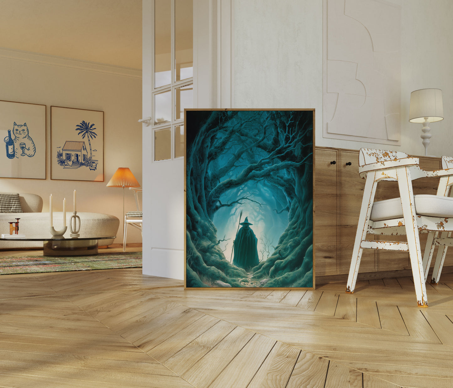 Wizard in Enchanted Forest Poster