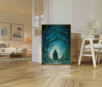 Wizard in Enchanted Forest Poster