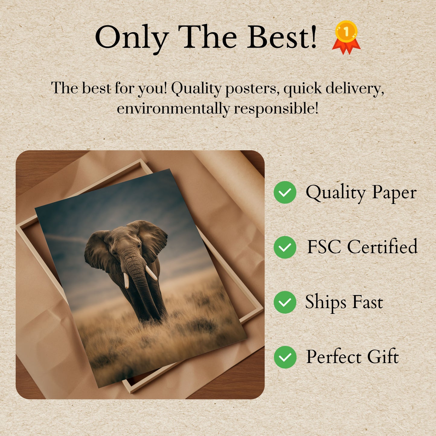 Majestic Elephant Savanna Poster