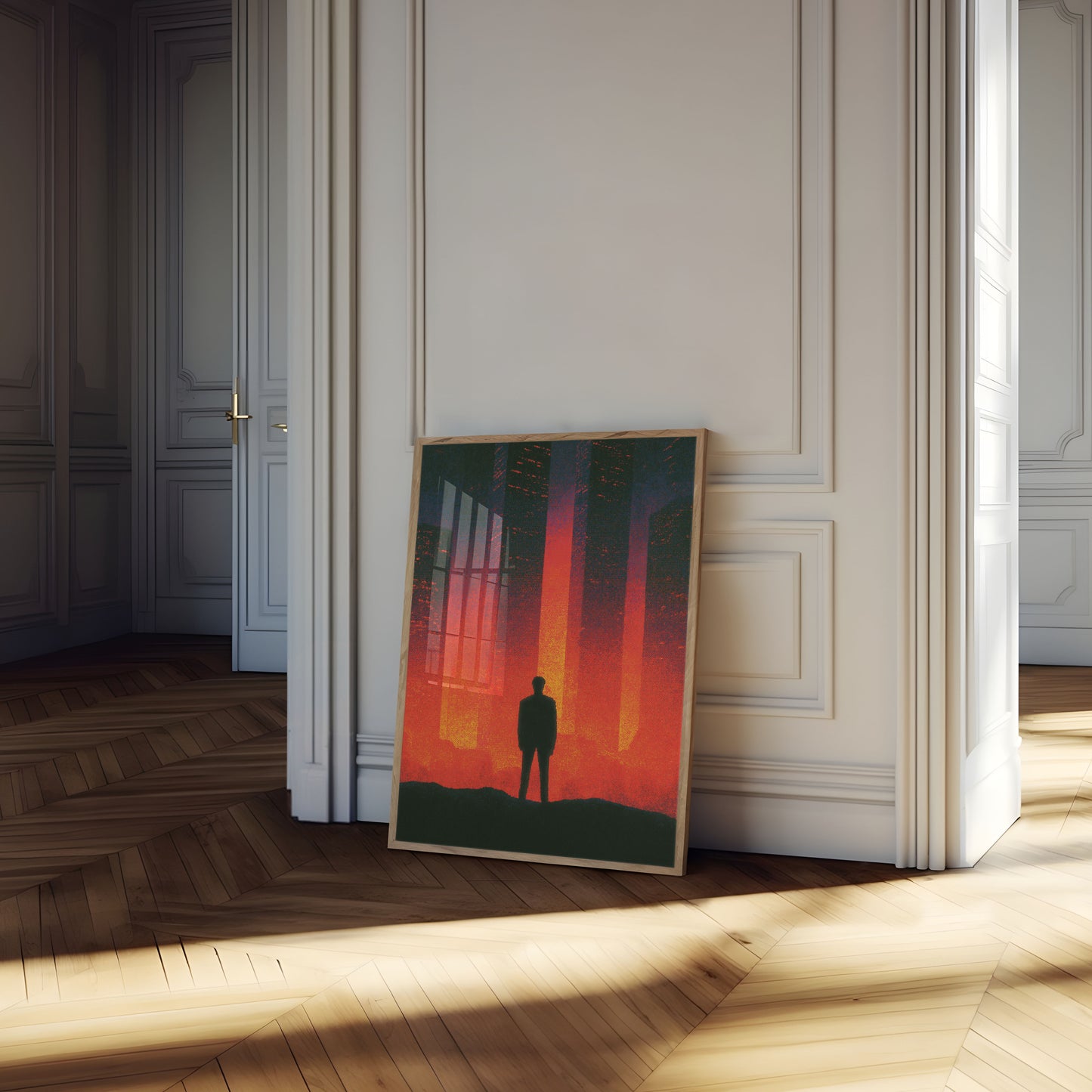 Solitary Figure in Red Light Poster