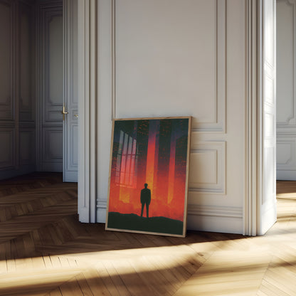 Solitary Figure in Red Light Poster