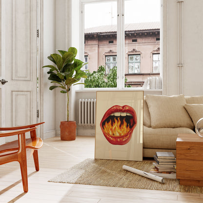 Fiery Mouth Flames Poster