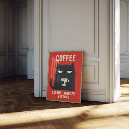 Coffee Cat Humor Poster