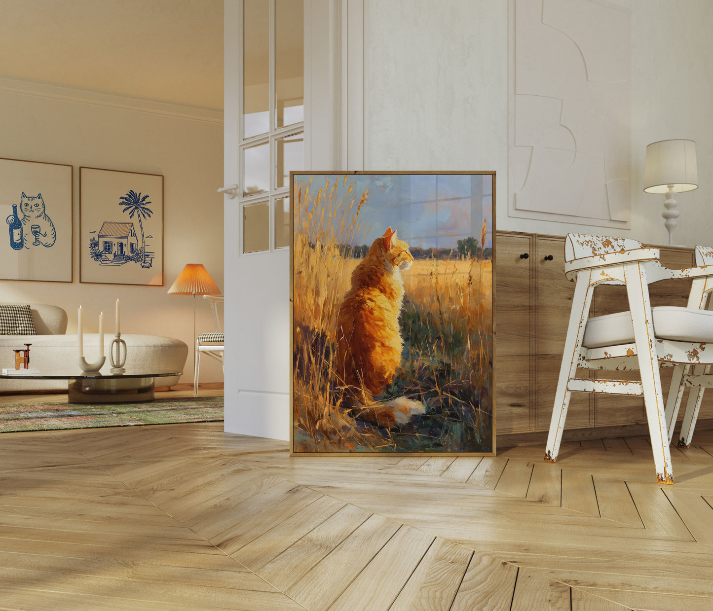 Orange Cat in Wheat Field Poster