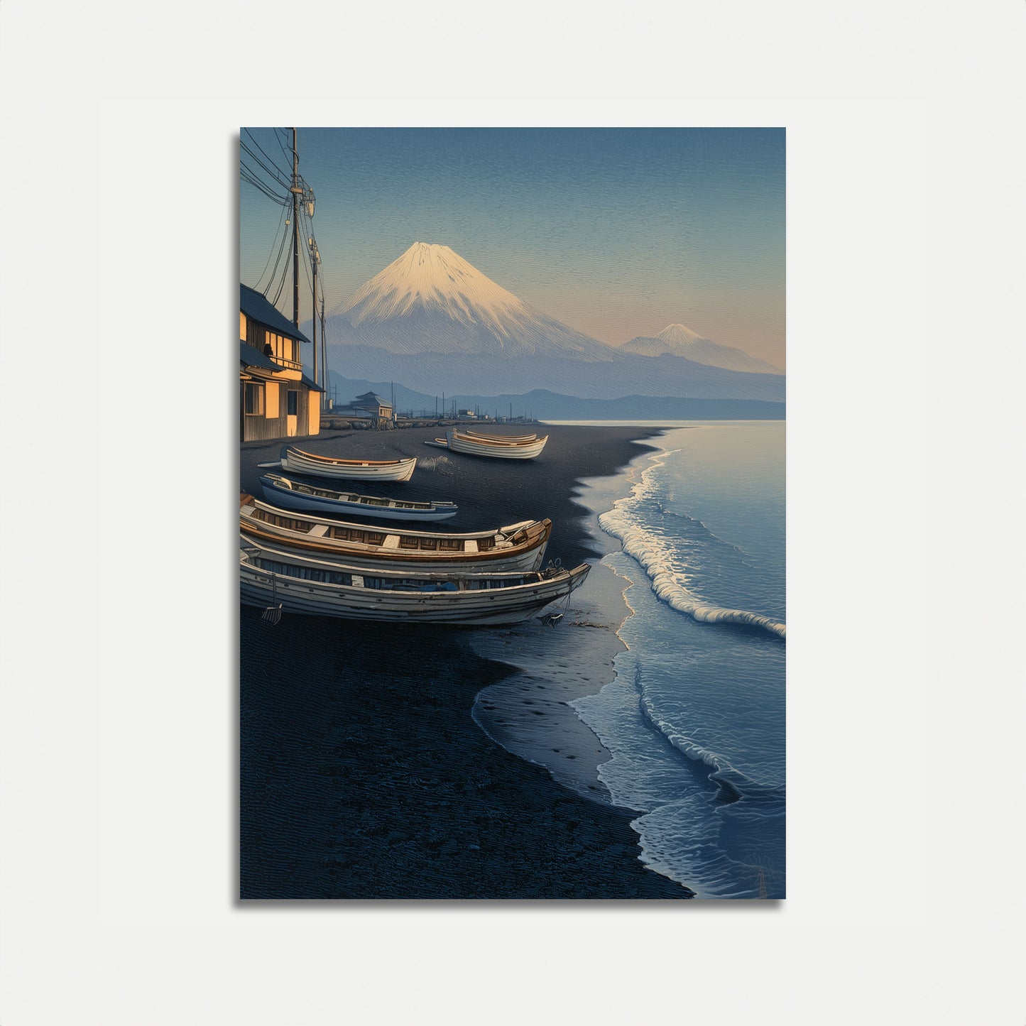 Mount Fuji Fishing Village Poster