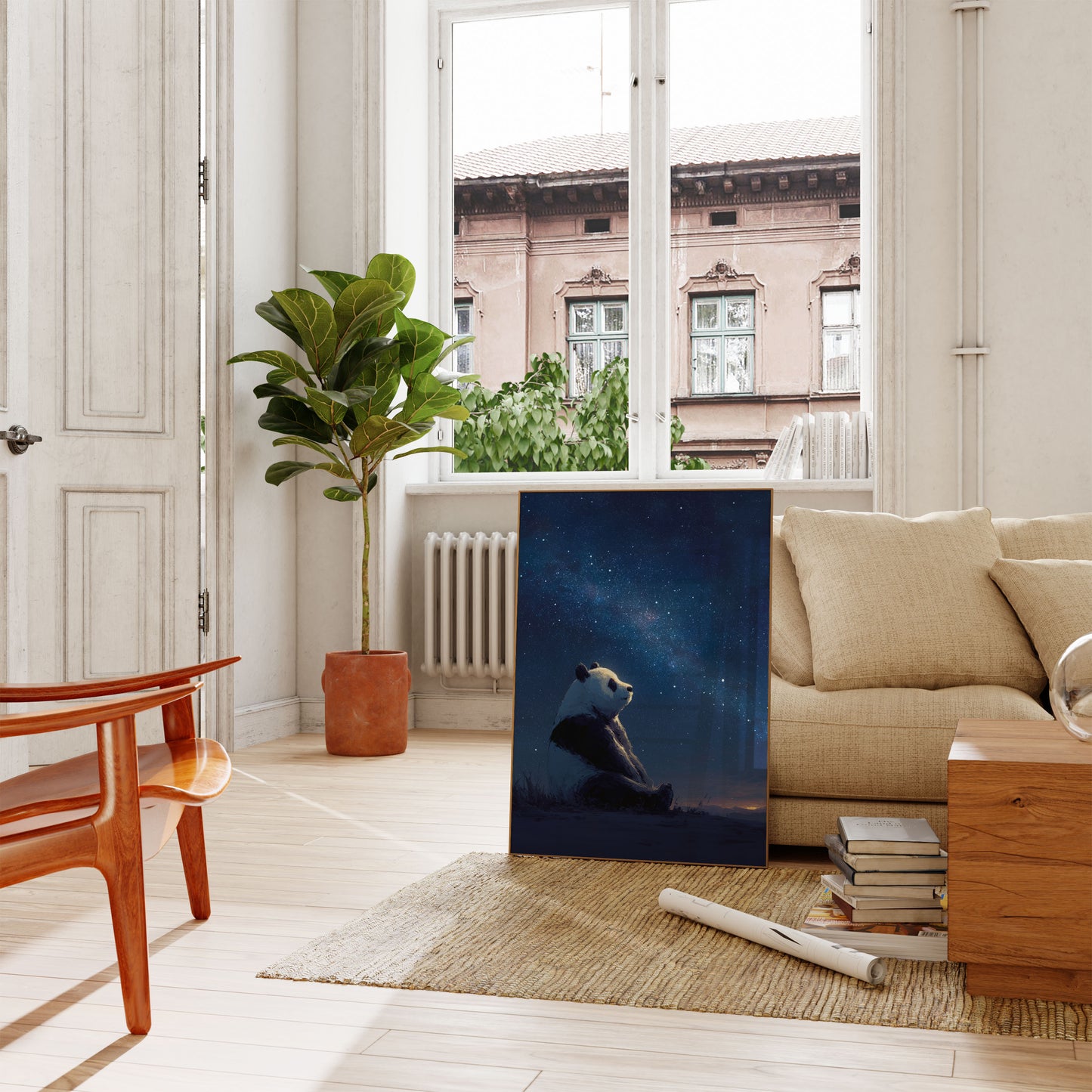 Stargazing Panda Night Poster