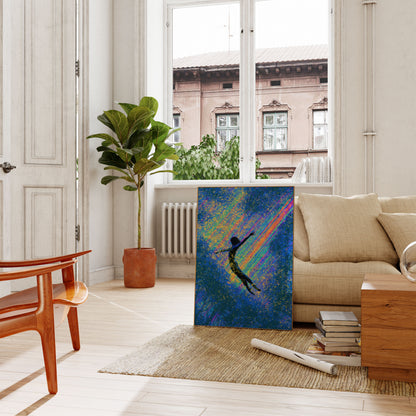 Swimmer Diving Through Cosmic Light Poster