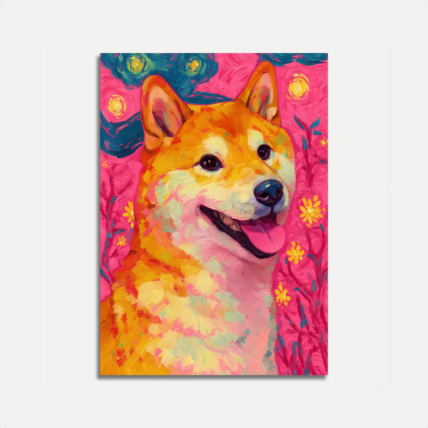 Affiche artistique Shiba Inu vibrante