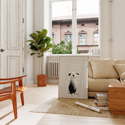 Affiche aquarelle Chien joyeux