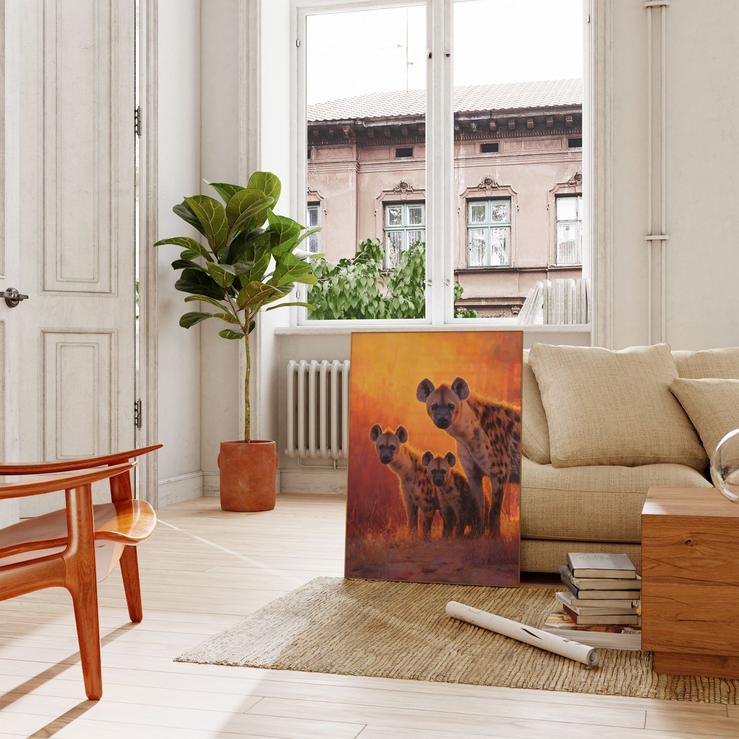 Afrikanske Hyæner ved Solnedgang Plakat