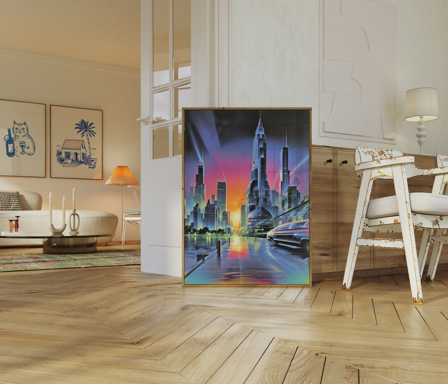 Futuristic Cityscape Night Poster