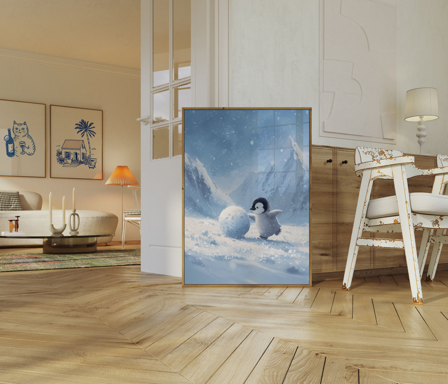Playful Penguin Snow Day Poster