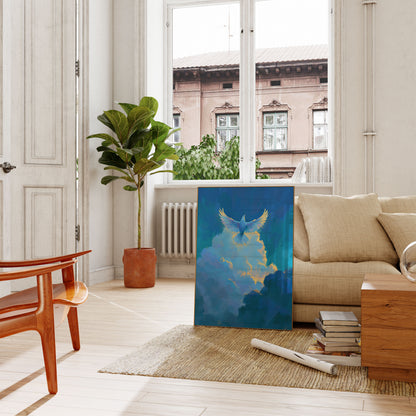 Hemelse Blauwe Vogel Opstijgend Poster