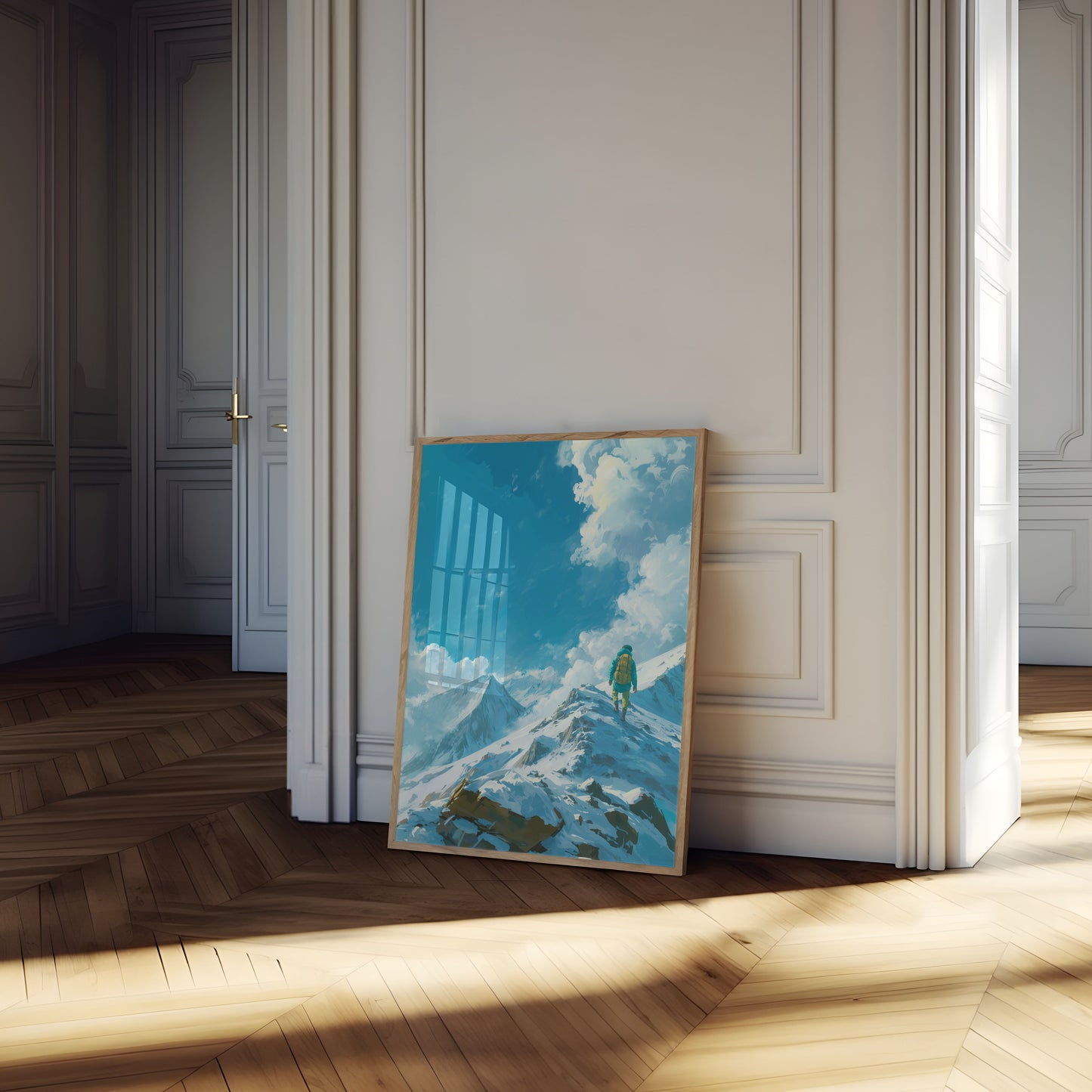 Póster de la expedición a la cima de la montaña