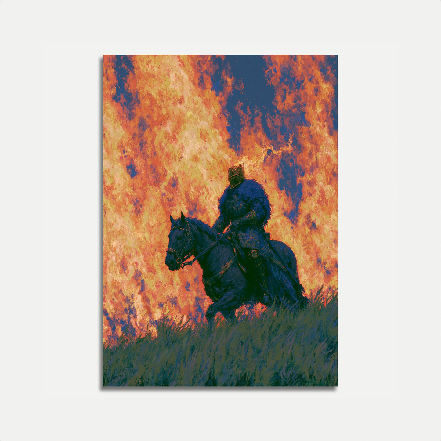 Warrior on Horseback Fire Poster
