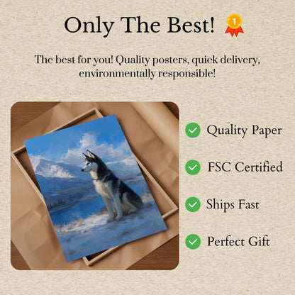 Majestic Husky Mountain Poster