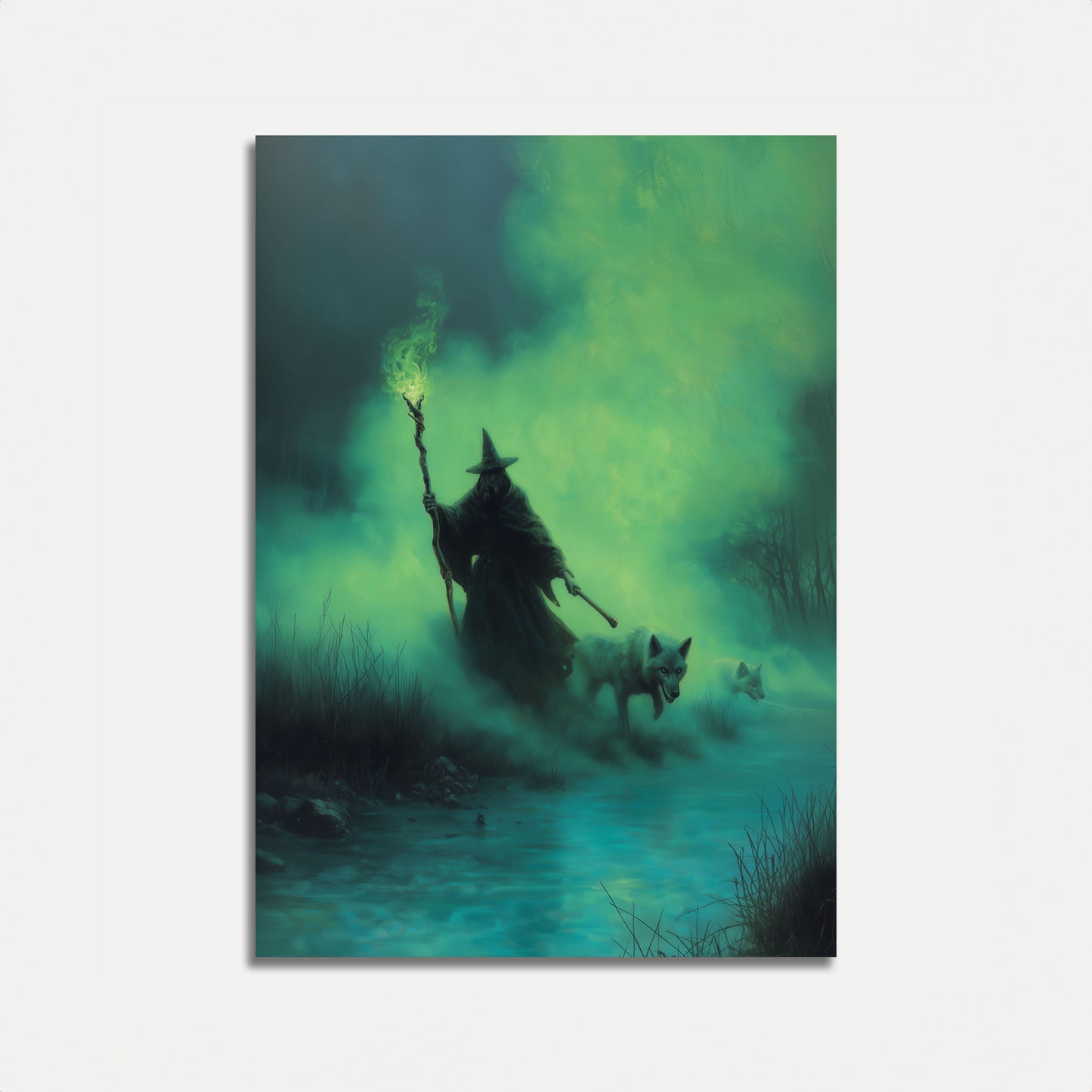Mystisk troldmand med ulve plakat