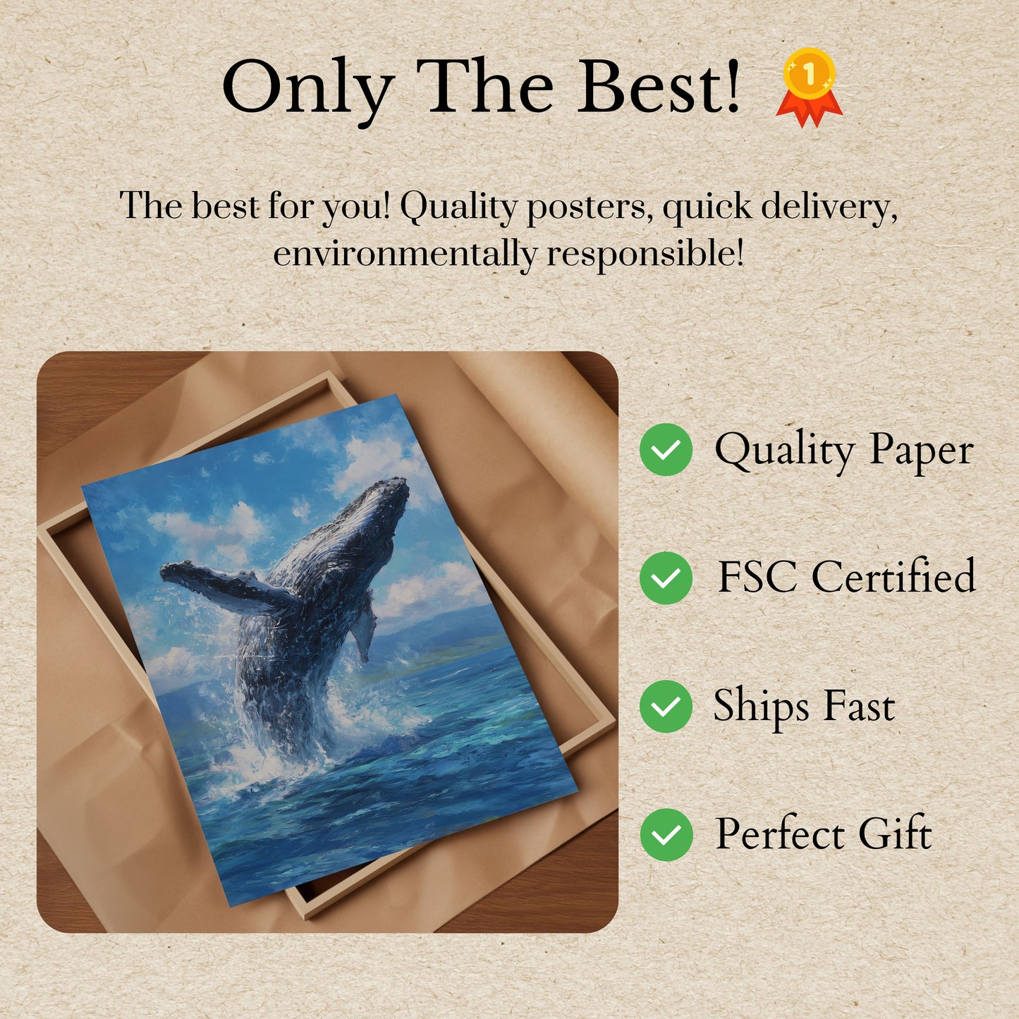 Majestic Whale Breaching Ocean Poster