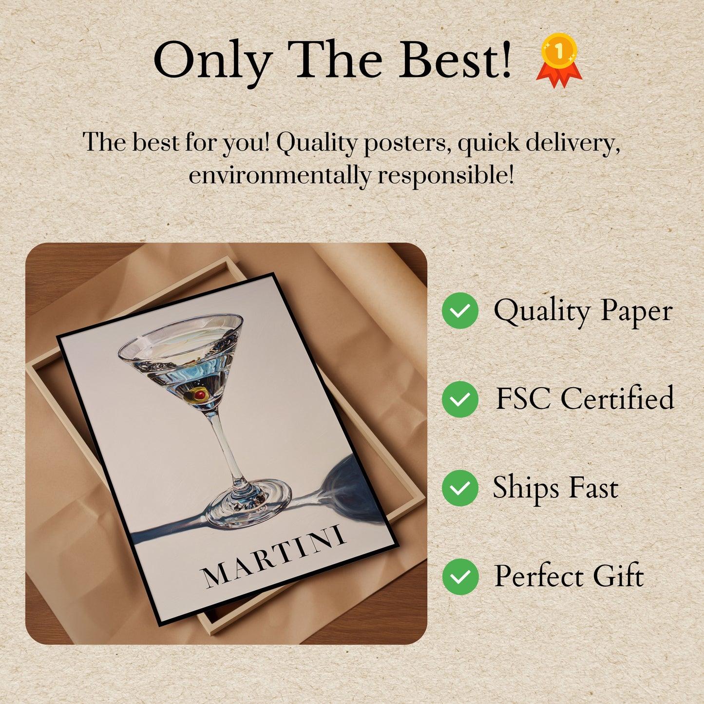 Classic Martini Glass Art Poster