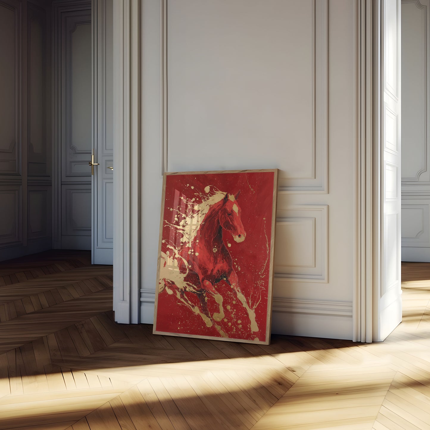 Crimson Stallion Splash Poster