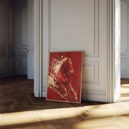 Crimson Stallion Splash Poster