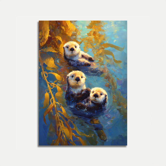 Plakat Wydry Morskie w Lesie Z Kelpu