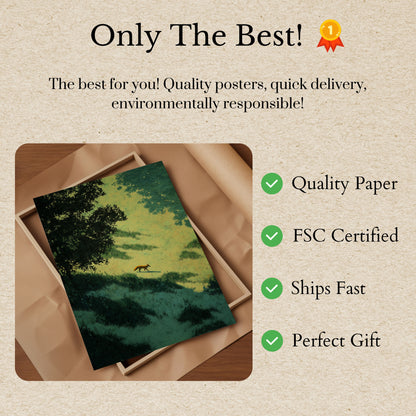 Fox Running Through Meadow Poster