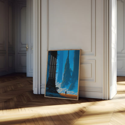 Explorador Solitário em Pôster de Cânion Antigo