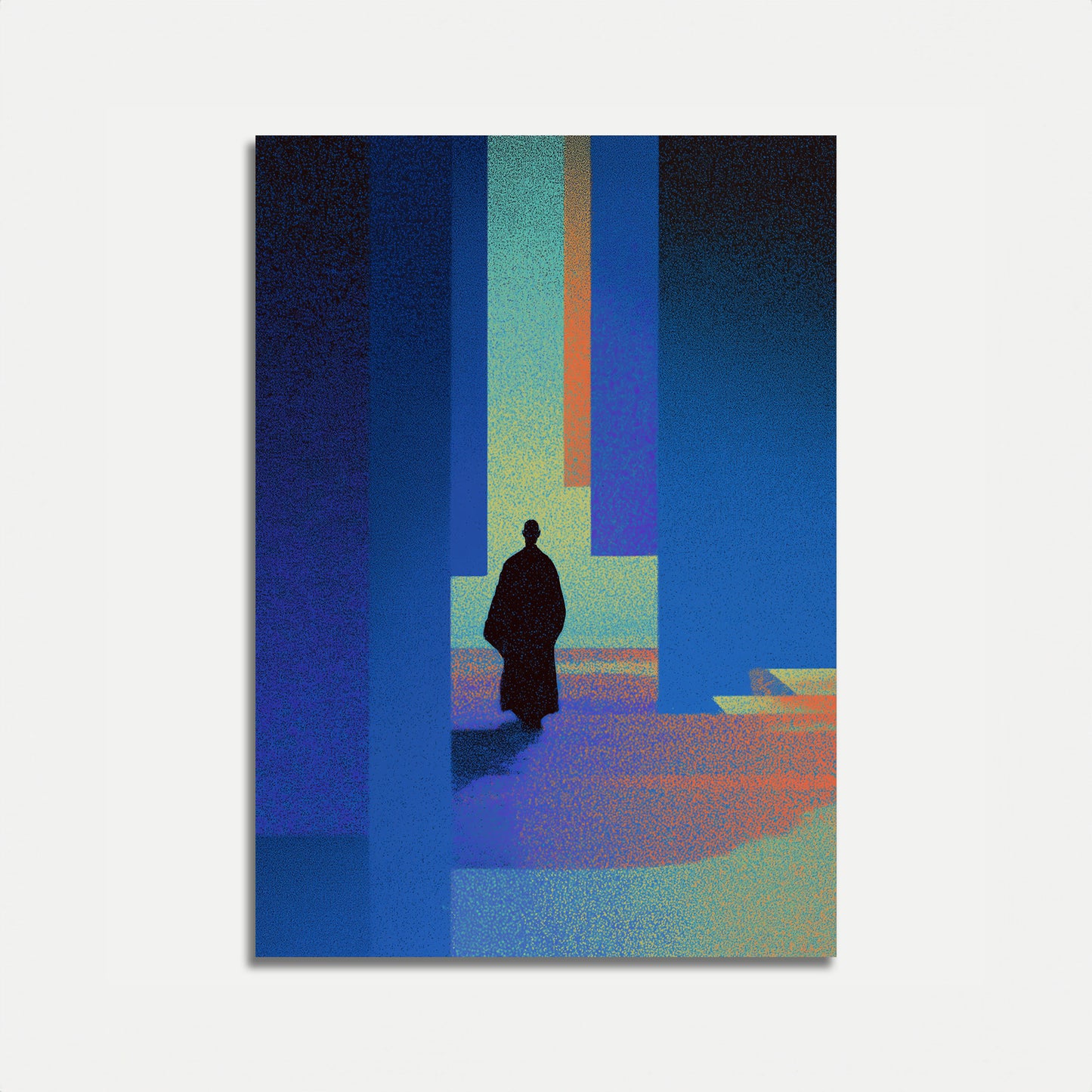 Figura Solitaria nel Poster del Labirinto Colorato