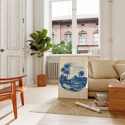 Tropical Blue Wave Surfing Poster