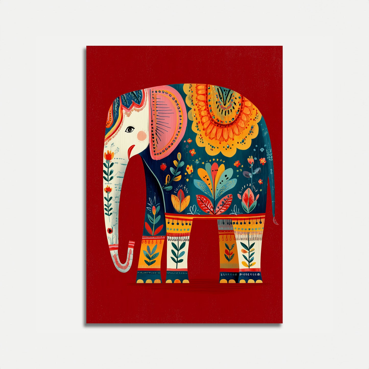 Affiche d'Art Populaire d'Éléphant Ornemental