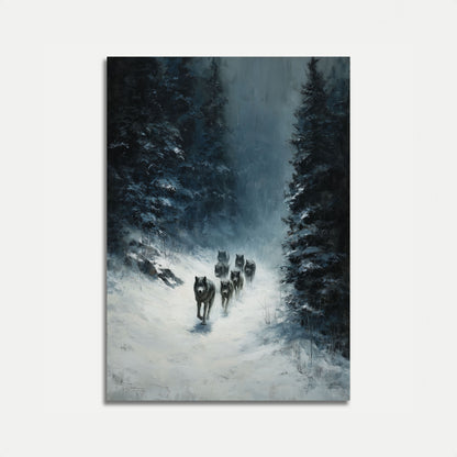 Wolf Pack in Winter Snow Poster