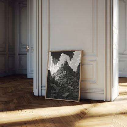 Gothic Castle Mountain Ruins Poster