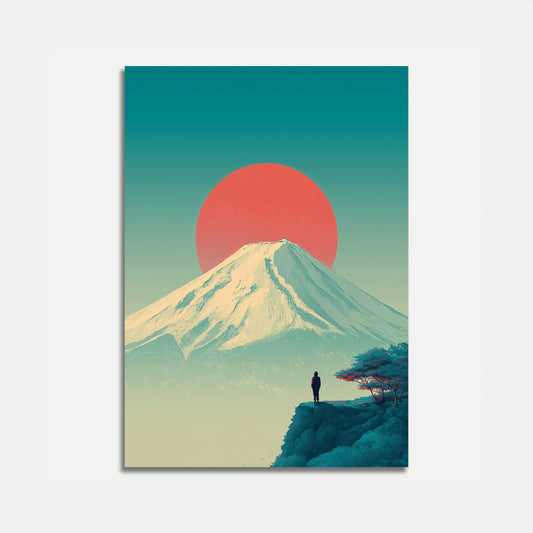 Ensom Bjerg Solopgang Plakat