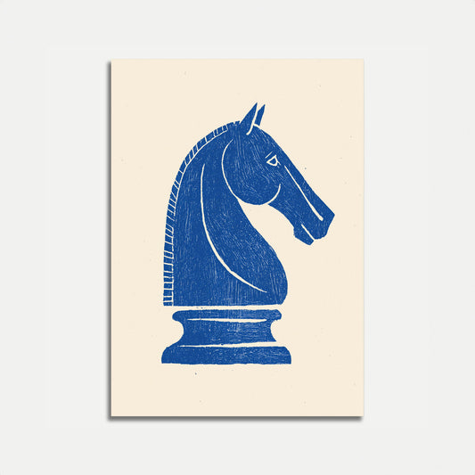 Blue Knight Chess Piece Poster