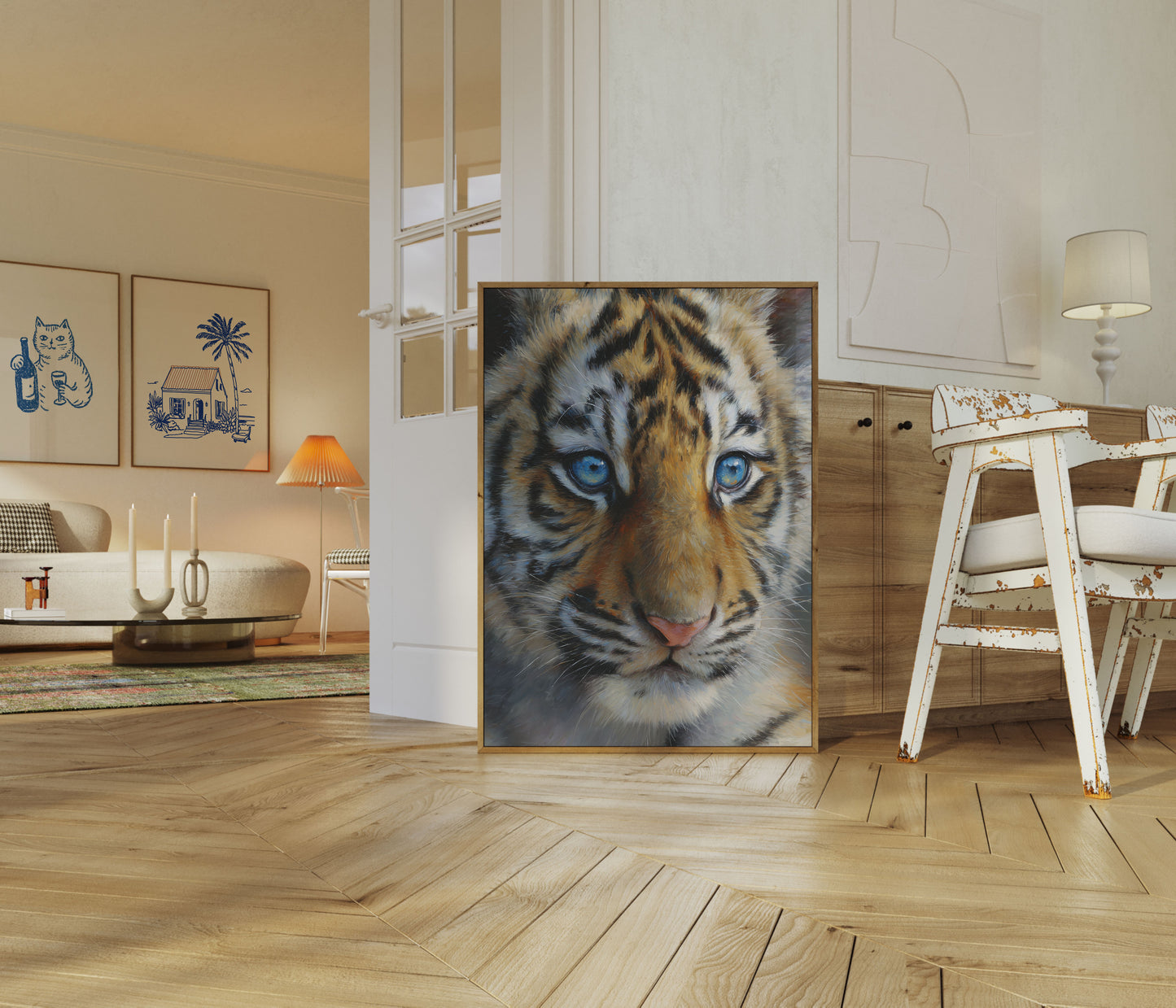 Tiger with Blue Eyes Poster