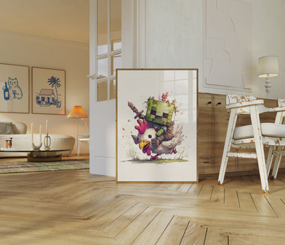 Minecraft Chickenkrijger Poster