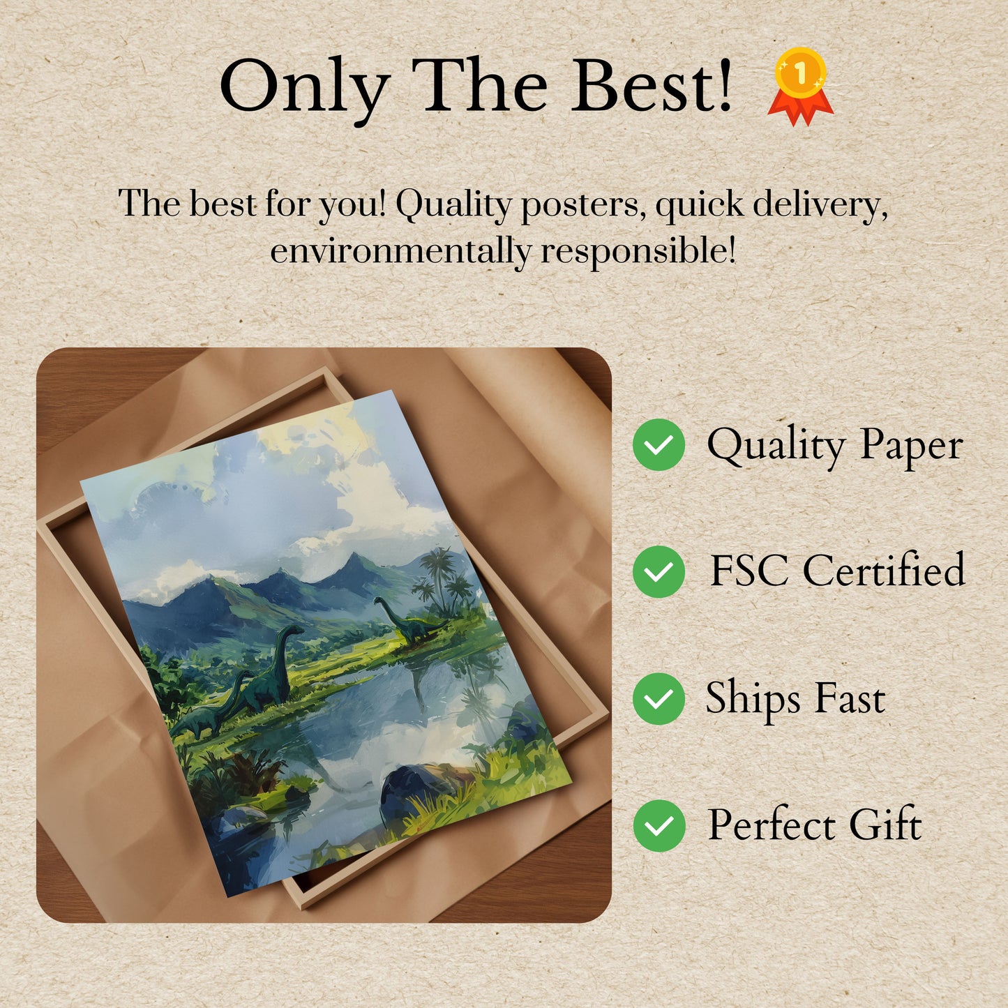 Prehistoric Dinosaur Landscape Poster