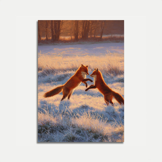 Poster di Volpi che Giocano in Inverno