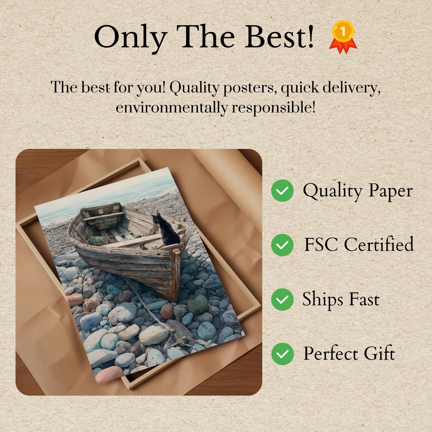 Affiche Chat Noir sur Bateau Abandonné