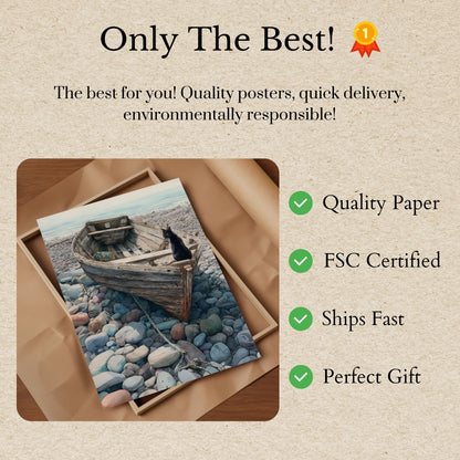 Affiche Chat Noir sur Bateau Abandonné