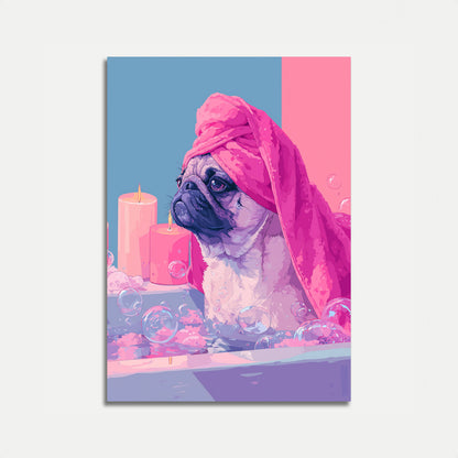Affiche Zen Pug pour une journée au spa