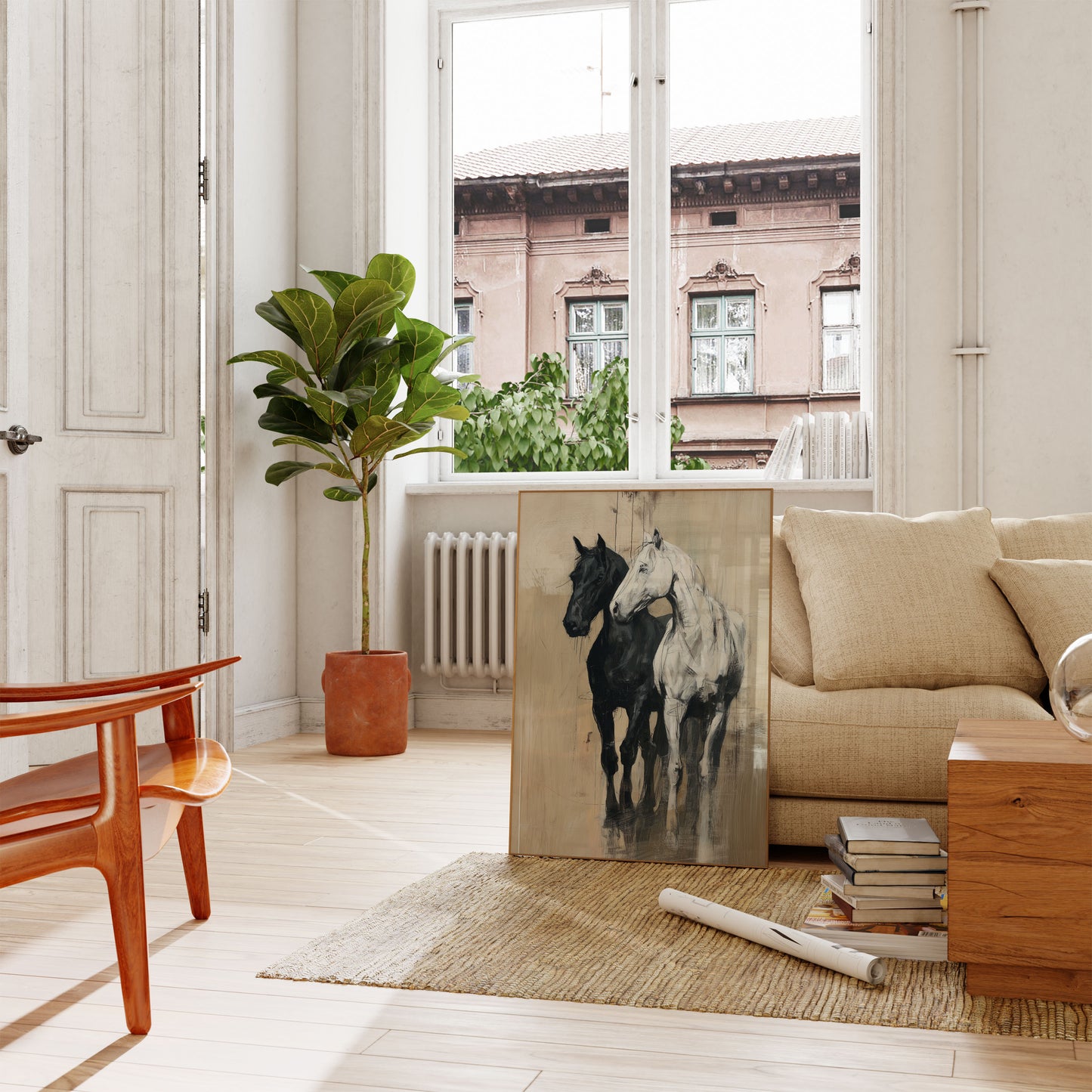 Black and White Horse Silhouettes Poster