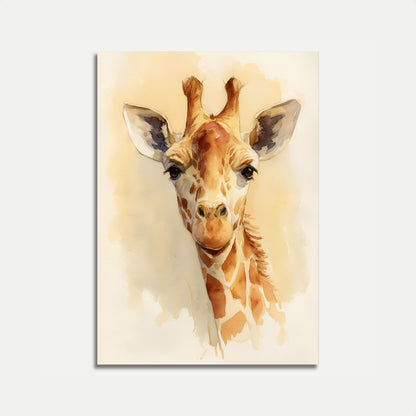 Póster de retrato de jirafa en acuarela