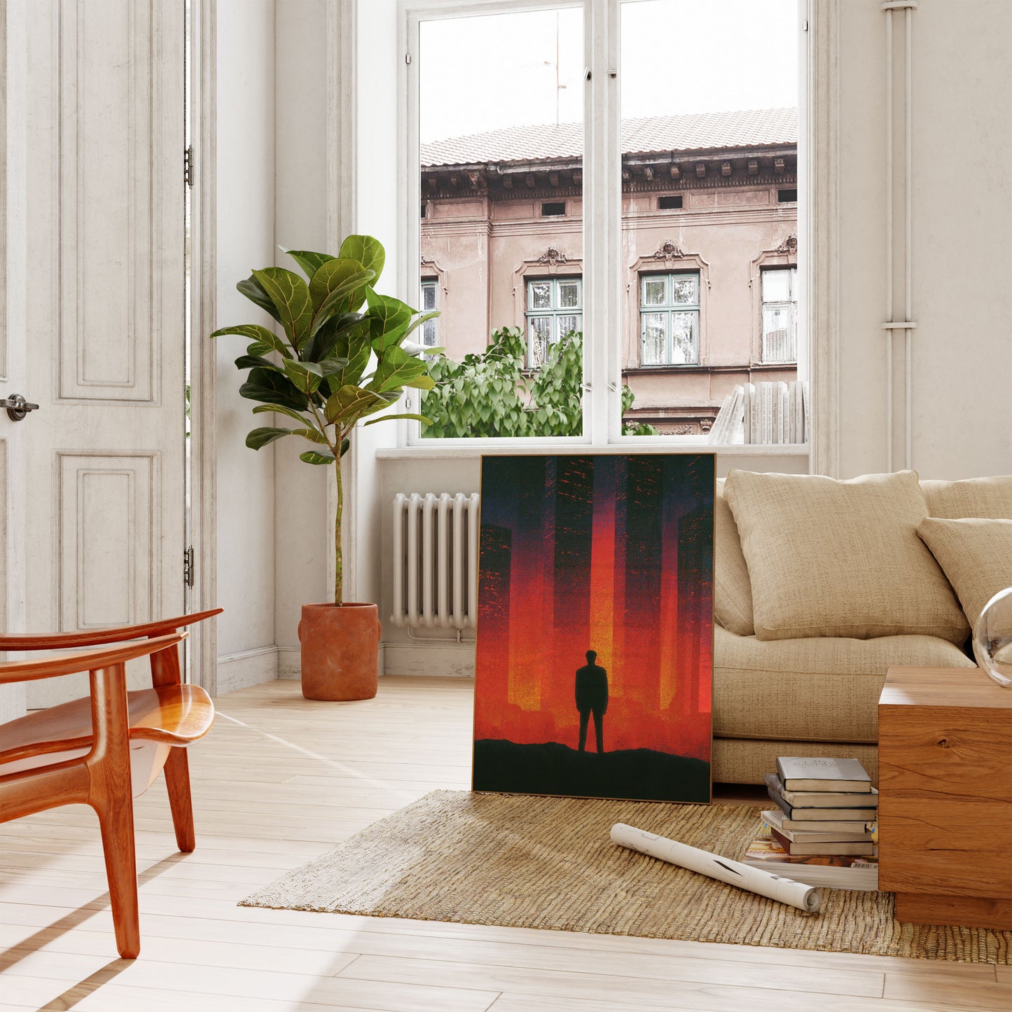 Solitary Figure in Red Light Poster